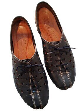 Volks Walkers Denim Black Women's 1210 Loafers Laced Flats 40 - Sz 9